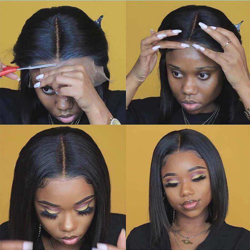 13x1 Lace T Part Short Straight Bob Remy Wig