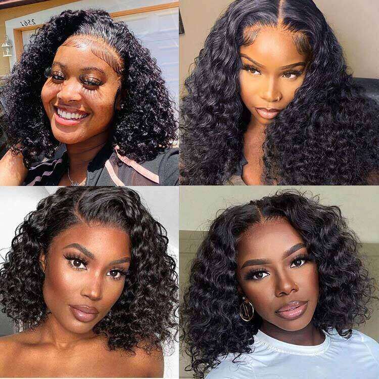 Superlove Glueless 4x4 Lace Frontal Water Wave Bob Human Hair Wig