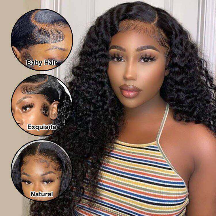 13x4 HD Transparent Lace Frontal Water Wave Wigs with Baby Hair