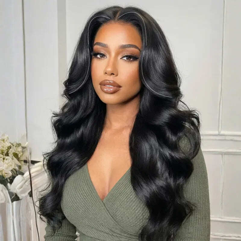 Body Wave 13x6 Lace Frontal Wig Human Hair Pre Plucked Pre Bleached 180% Density Beginner Friendly
