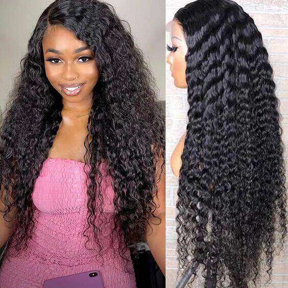 Glueless 4X4 Lace Closure Deep Wave 100% Remy Wig