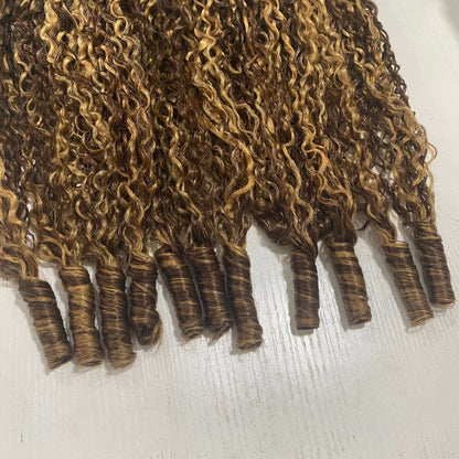 Hair Highlight P4/27 Burmese Curly Human Hair 3 Bundles Extension Hair Weave Bundles