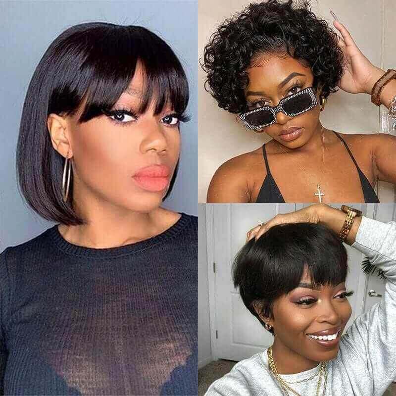 Fringe Bob Wig, Razor Cut Wig, Lace Front Curly Pixie Wig Superlove Hair