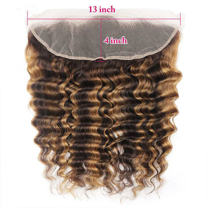 Highlight P4/27 Deep wave 3 Bundles With 13x4 Transparent Lace Frontal