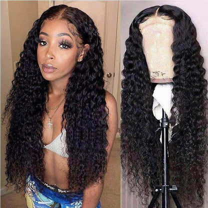 4x4 Lace Closure Wigs Water Wave Wig Pre Plucked with Baby Hair