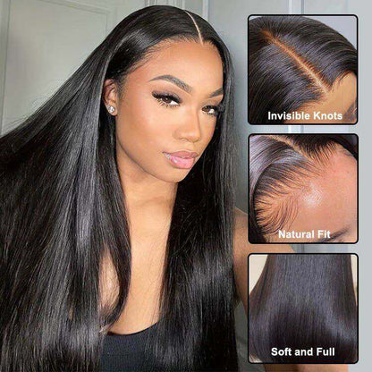 Glueless 4×4 Lace Closure Silk Straight Human Hair Wig