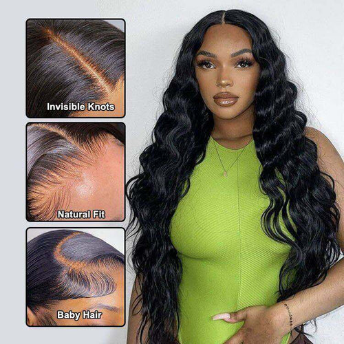 4x4 Body Wave Remy Hair Wigs Natural Black With Baby Hair
