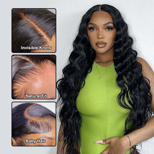 4x4 Body Wave Remy Hair Wigs Natural Black With Baby Hair