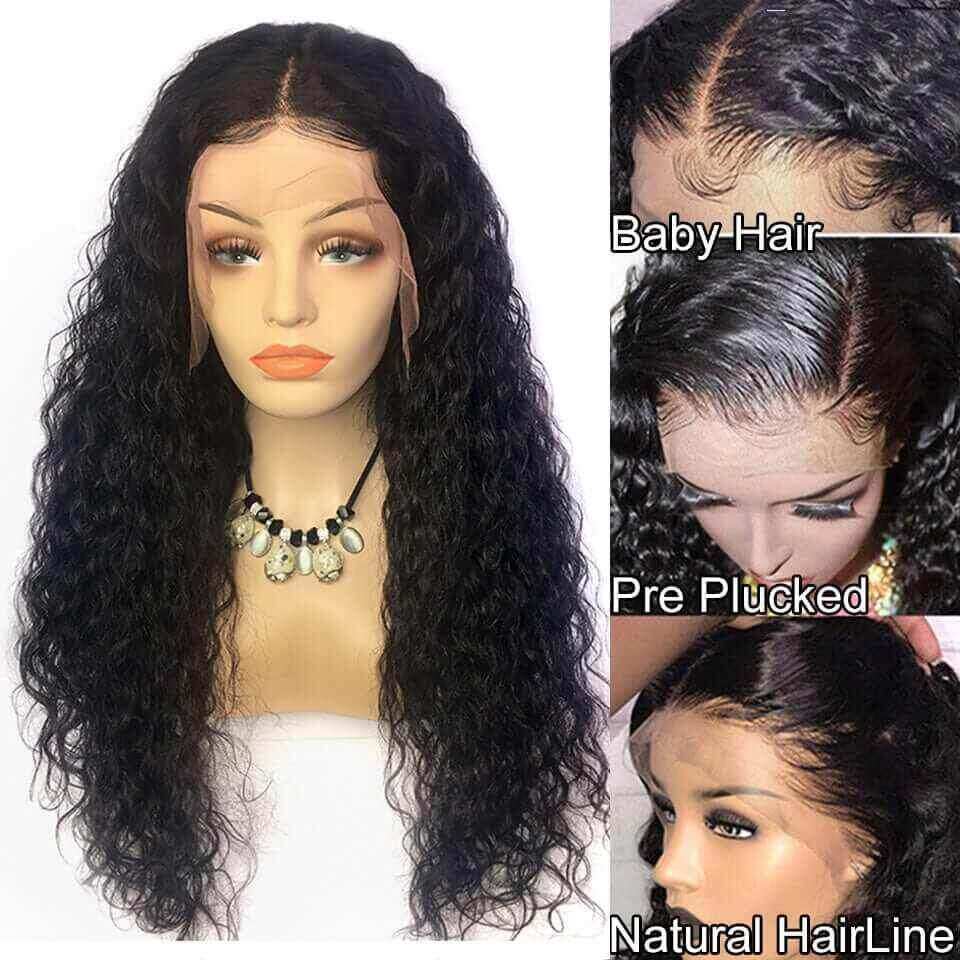 Water Wave Ear to Ear Lace Front Wig Pre Plucked 13x4 Lace Wigs Natural Hairline