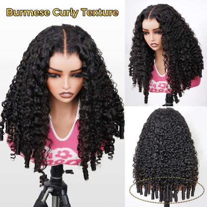Full Burmese Curly 13x6 Lace Frontal Glueless Wigs #4 Chocolate Brown Color 220% Density Water Wave Virgin Human Hair Wigs Pre Plucked Natural Hairline #SummerVibes