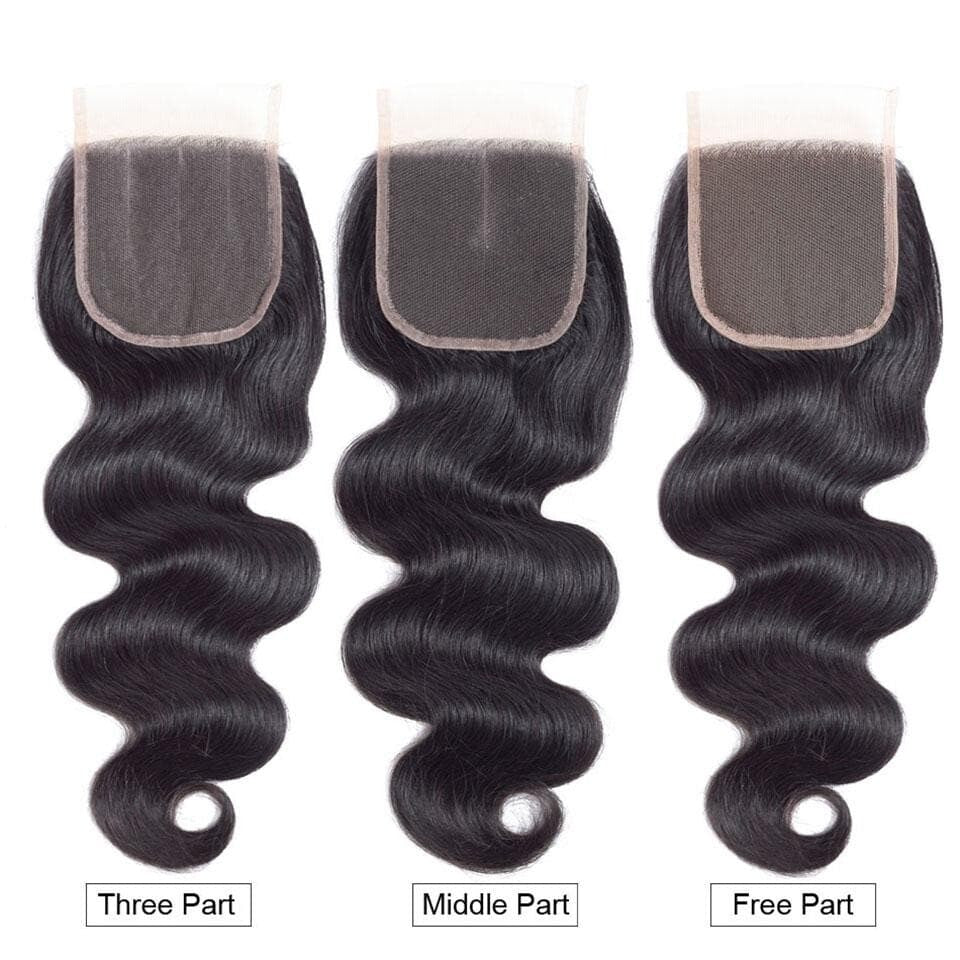 Body Wave Virgin Hair 3 Bundles with 4X4 Lace Closure