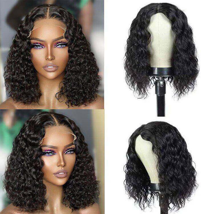 Water Wave Bob Wig 4x4 Lace Closure Human Hair Wigs