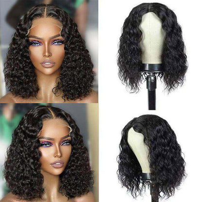 Water Wave Bob Wig 4x4 Lace Closure Human Hair Wigs