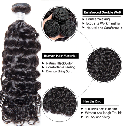 Water Wave 3 Bundles With 4x4 Lace Closure