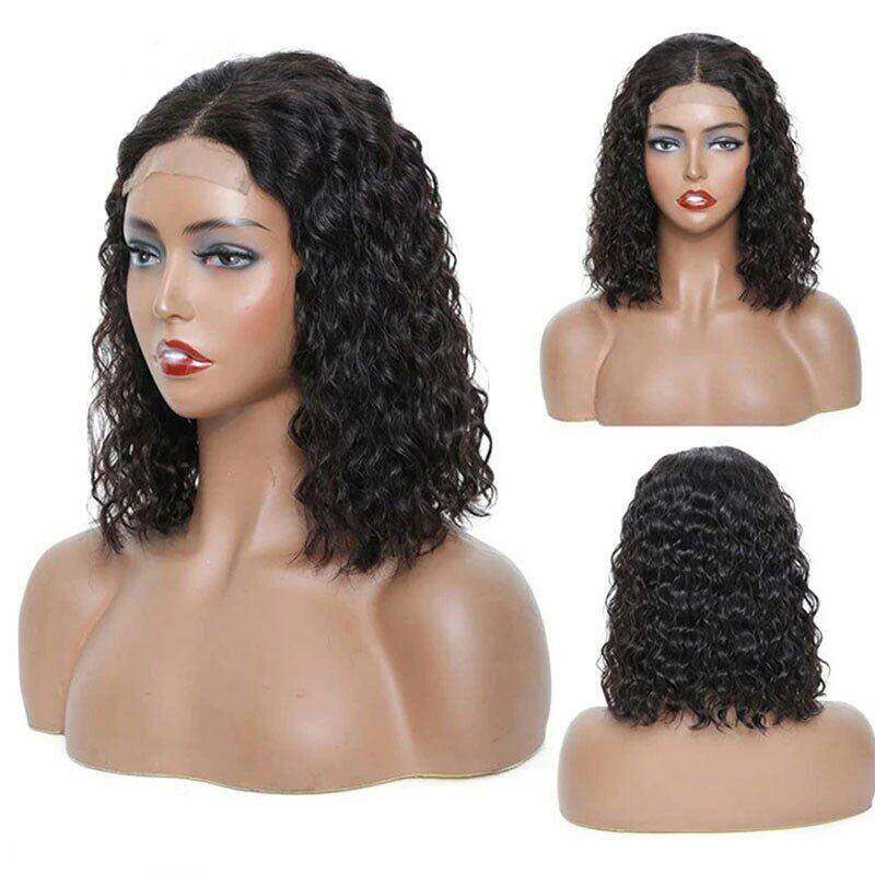 Lightning Deal 4x4 Lace Water Wave Bob Human Hair Wig
