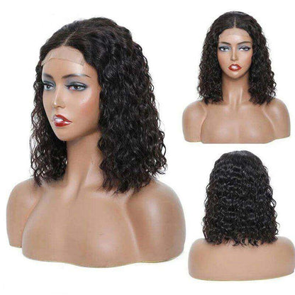 Lightning Deal 4x4 Lace Water Wave Bob Human Hair Wig