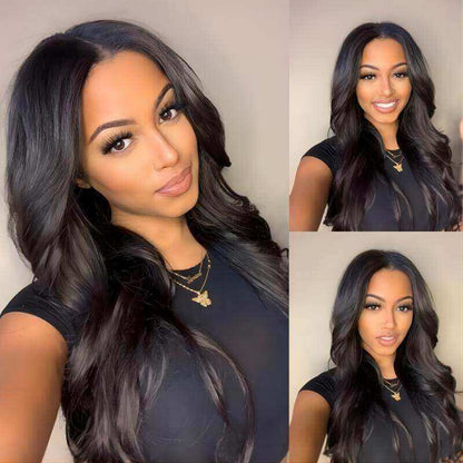 Glueless 4x4 Transparent Lace Closure Body Wave Wigs 100% Human Hair