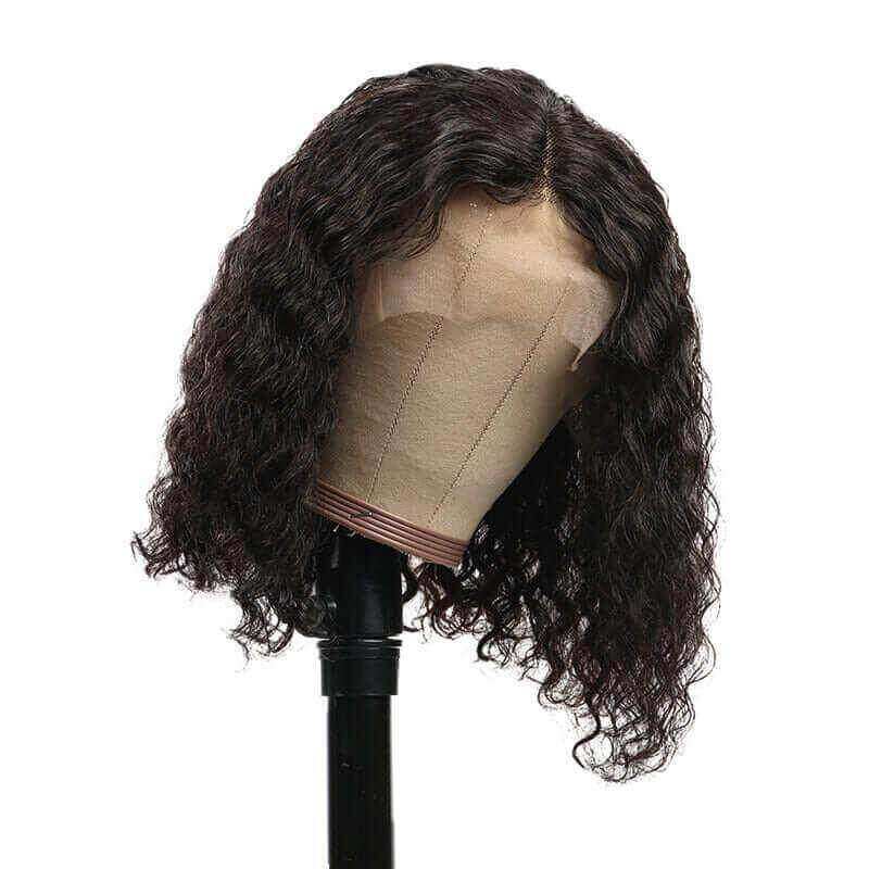 Water Wave Bob Wig 4x4 Lace Closure Human Hair Wigs