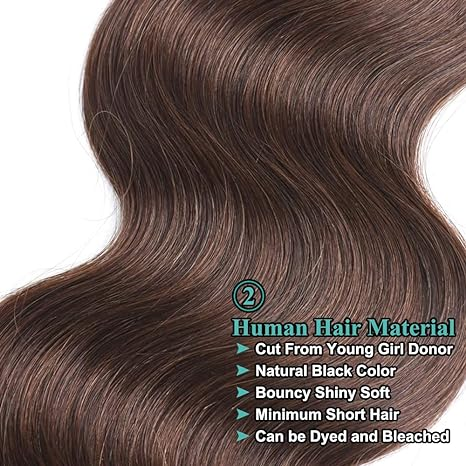 #4 Brown Color Body Wave 3 Bundles Human Hair Remy Extensions