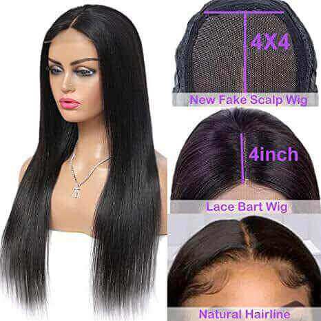 4x4 Lace Closure Wig Glueless Straight with Baby Hair For Women