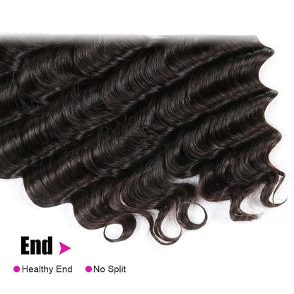 Loose Deep Wave 3 Bundles with 4x4 Closure / 13x4 Frontal 100% Human Hair extension