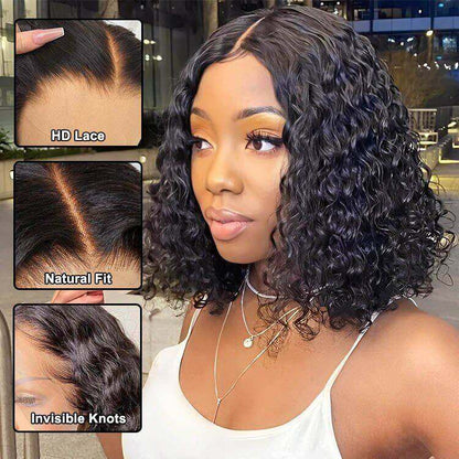 Superlove Glueless 4x4 Lace Frontal Water Wave Bob Human Hair Wig
