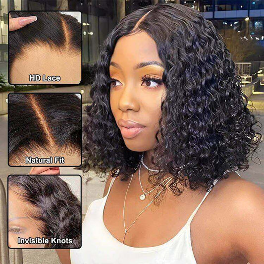 Superlove Glueless 4x4 Lace Frontal Water Wave Bob Human Hair Wig