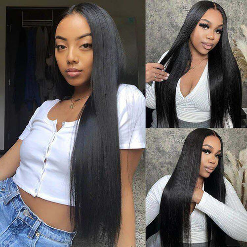 13x6 Lace Front Straight Transparent Wigs Human Hair Pre Plucked with Baby Hair