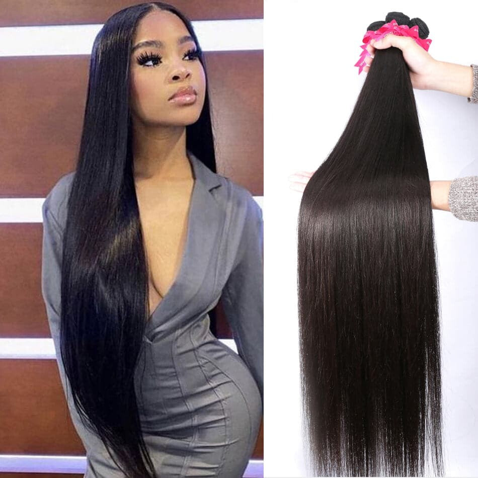 3 Bundles Straight Virgin Human Hair Extension 8-40 inches