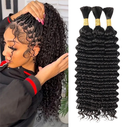 Bulk For Braiding Hair Deep Wave No Weft Virgin Human Hair for Braiding Hair