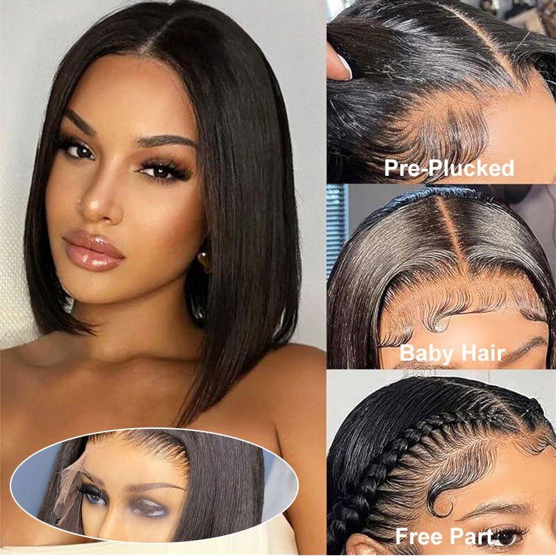 Lightning Deal 13x4 Full Frontal Straight Bob Wig