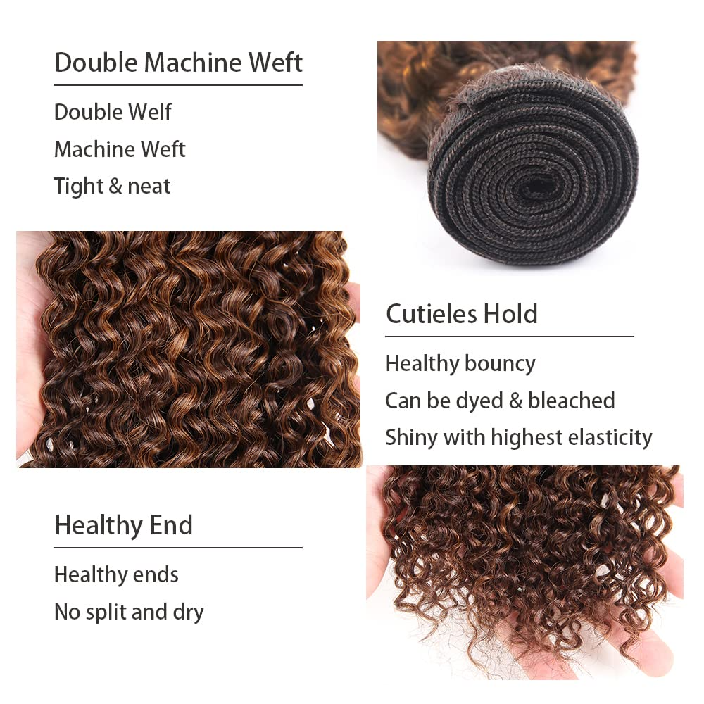 P4/30 Water Wave 3 Bundles 10A Highlight Brown Virgin Human Hair Weaving (No Code Need)