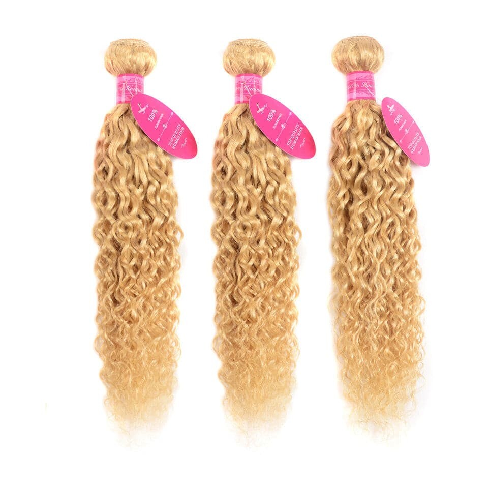 613 Blonde Water Wave 3 Bundles human hair 10A Weave Natural Color