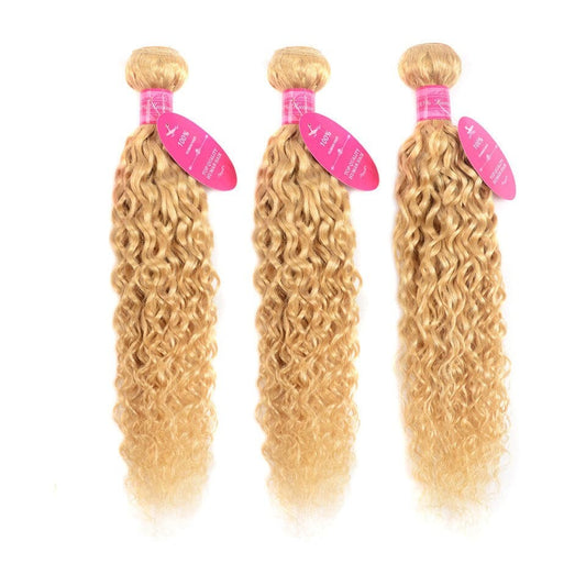 613 Blonde Water Wave 3 Bundles human hair 10A Weave Natural Color