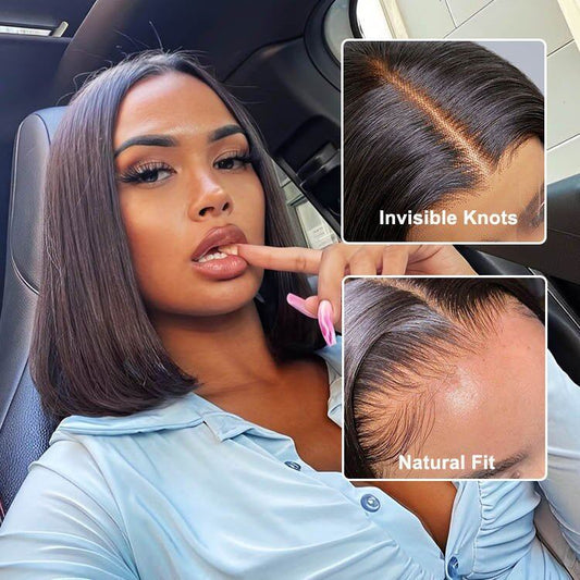 Straight Bob 13x1 Lace Frontal Wig Natural Black Hair