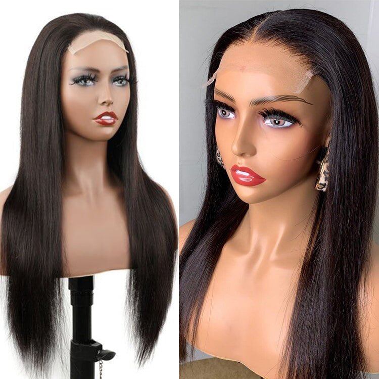 Superlove glueless Straight Wig 4x4 Lace Closure Natural Black Human hair
