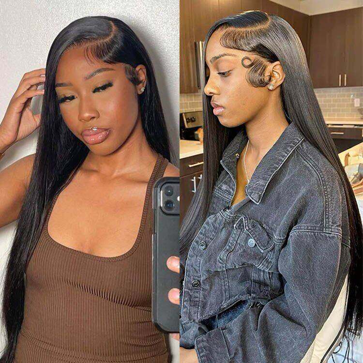 Glueless 13x4 HD Transparent Lace Frontal Straight Wigs For Women