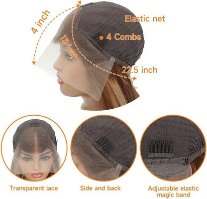 Glueless 13x4 Straight Highlight P4/27 Honey Blonde Wigs