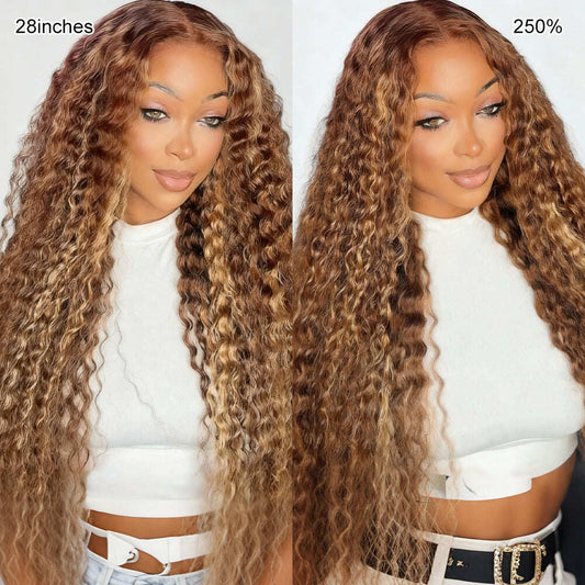 Pull & Go Glueless Wig 13x6 Highlight 4/27 Color Deep Wave Invisible Knots Natural Hairline