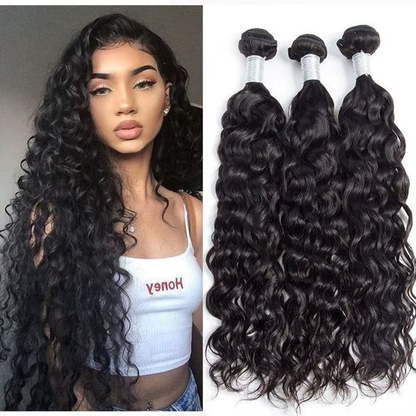 Water Wave Virgin Hair 3 Bundles Human Hair Extension 8-40 inches