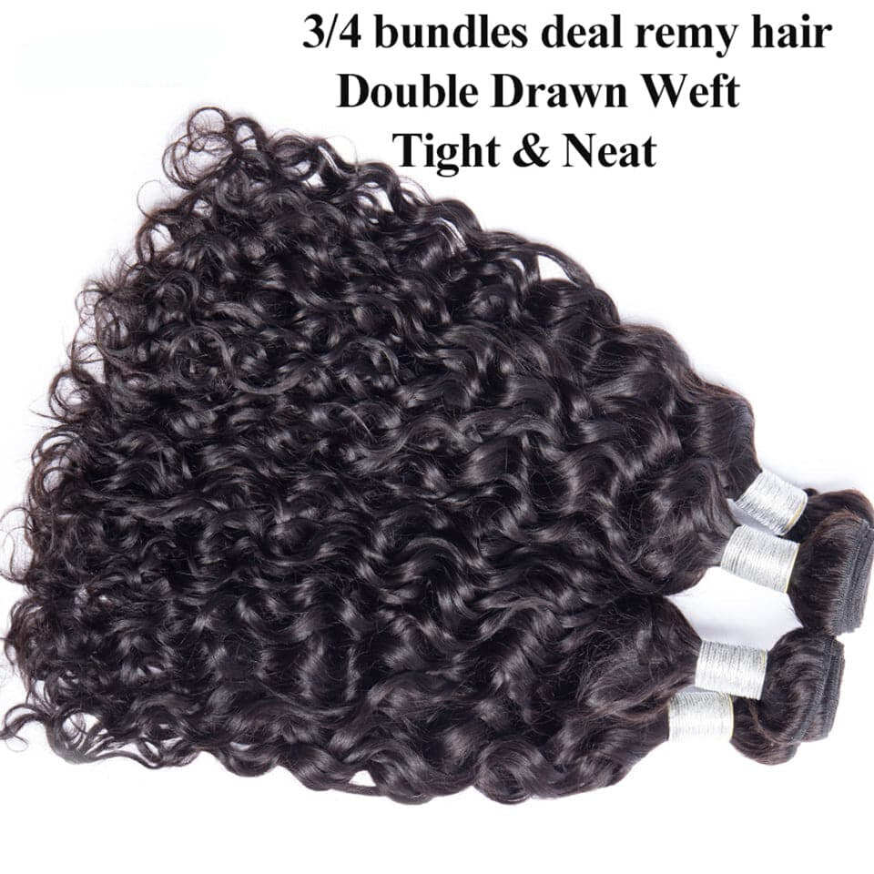 Water Wave Virgin Hair 3 Bundles Human Hair Extension 8-40 inches