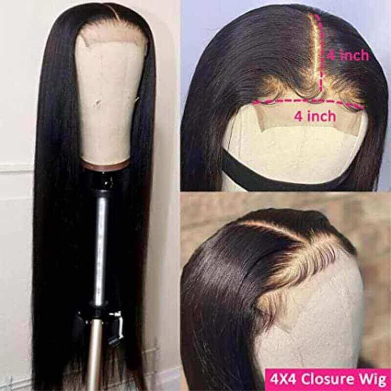 4x4 Lace Closure Wig Glueless Straight with Baby Hair For Women