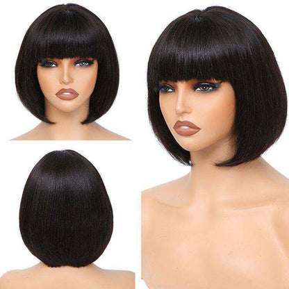 Worth Having- Superlove Glueless Mini Hd Lace Breathable Cap Silk Straight Bob Wig Human Hair with Bangs