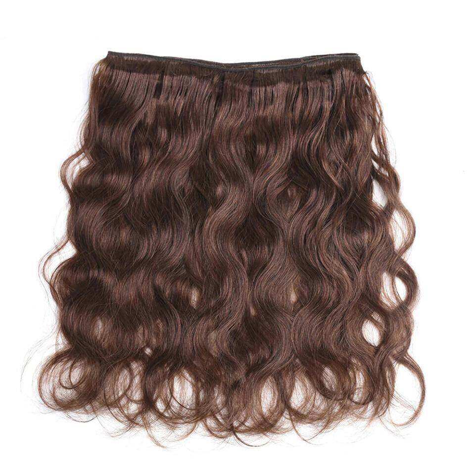 #4 Brown Body Wave 4 Bundles With 4x4 Lace Closure Pre Colored human hair