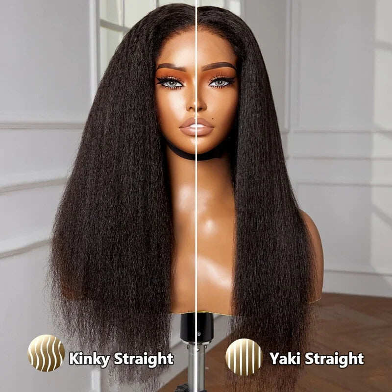 4C Edge Kinky Straight 360 HD Invisible Lace Frontal Human Hair Wig With Super Natural Hairline