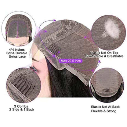 4x4 Lace Closure Wig Glueless Straight with Baby Hair For Women