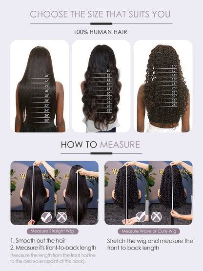 13x6 Glueless Lace Front Wig – Pre-Everything Drawstring Dome Cap, 180% Density Wear & Go Wig – US Stock