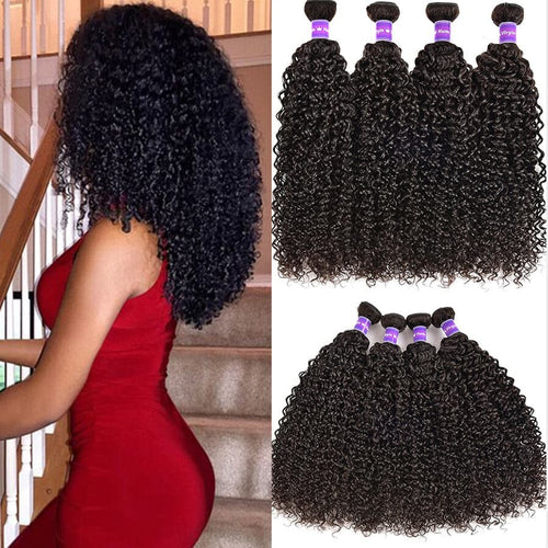 Kinky Curly 4 Bundles Virgin Human Hair Extensions 8-40 inches