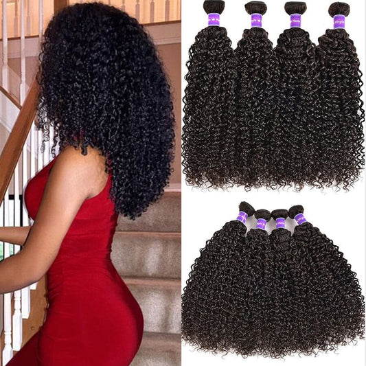 Kinky Curly 4 Bundles Virgin Human Hair Extensions 8-40 inches