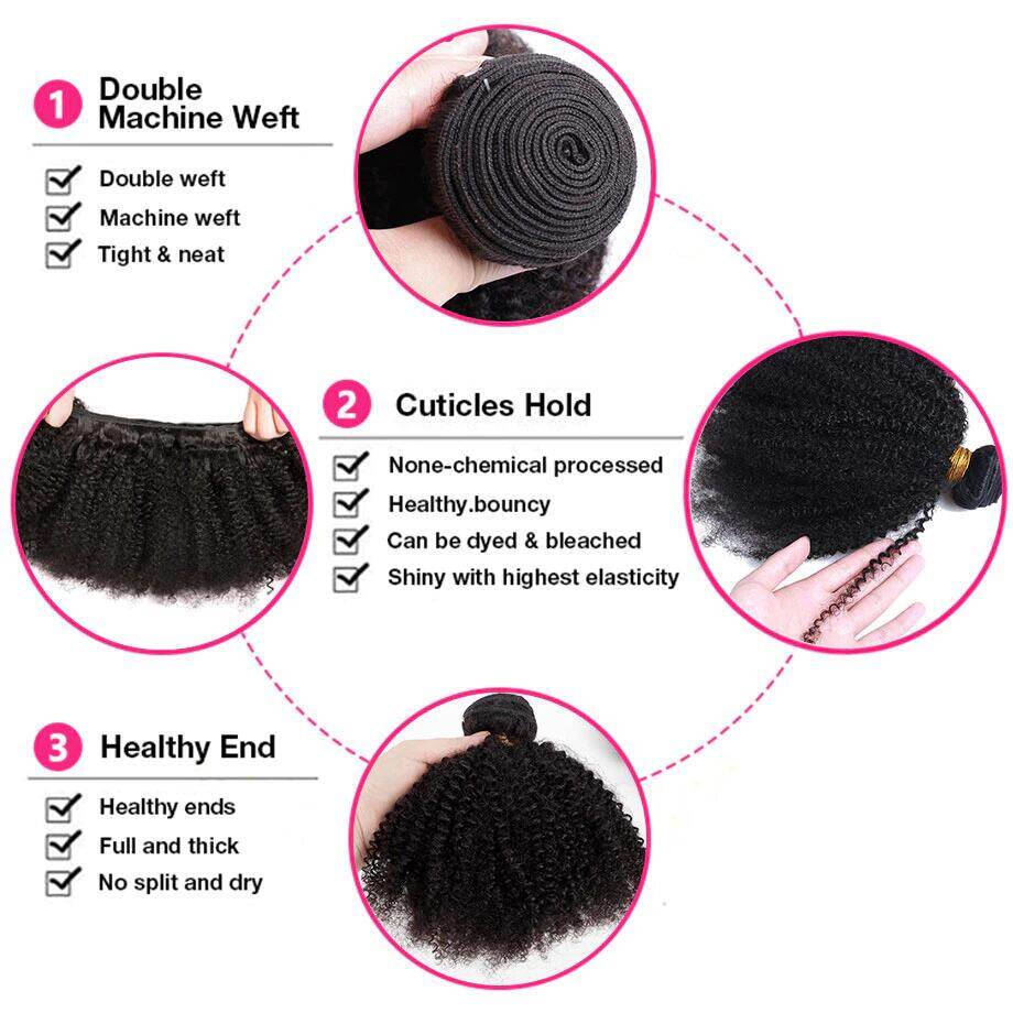 Hair Afro Curly 2 Bundles Virgin Human Hair Bundle Deal Hair Extensions